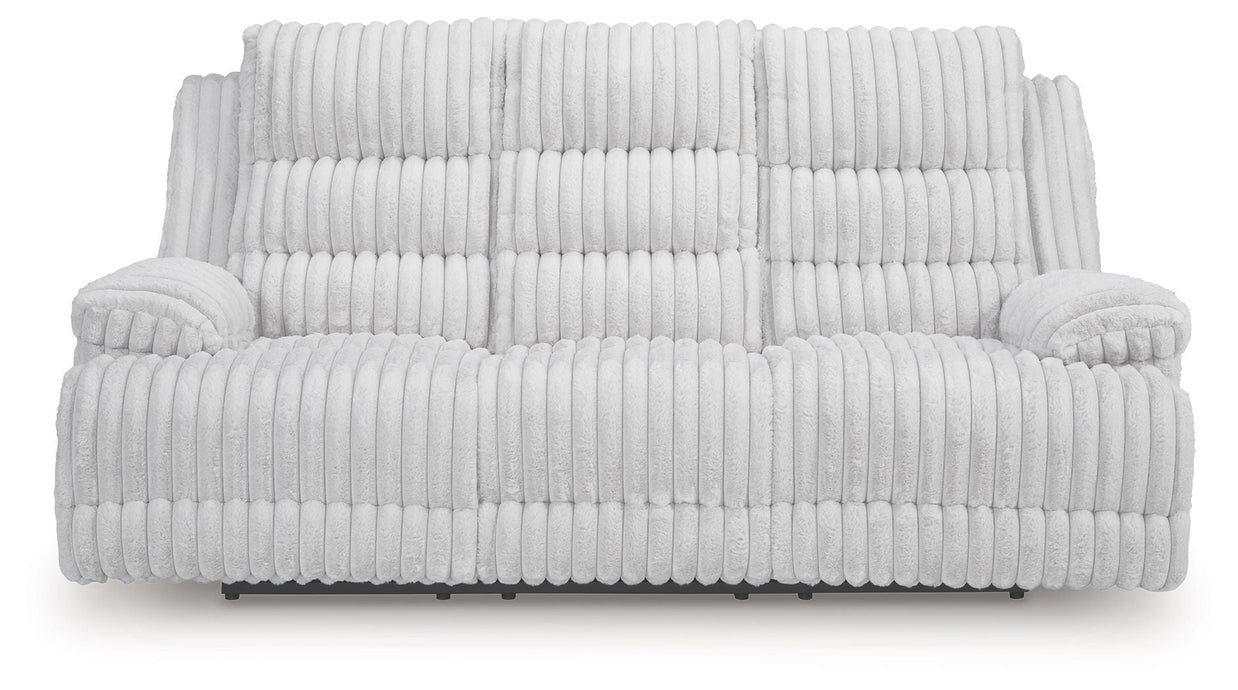 Rhines Falls - Reclining Power Sofa With Drop Down Table - Alloy