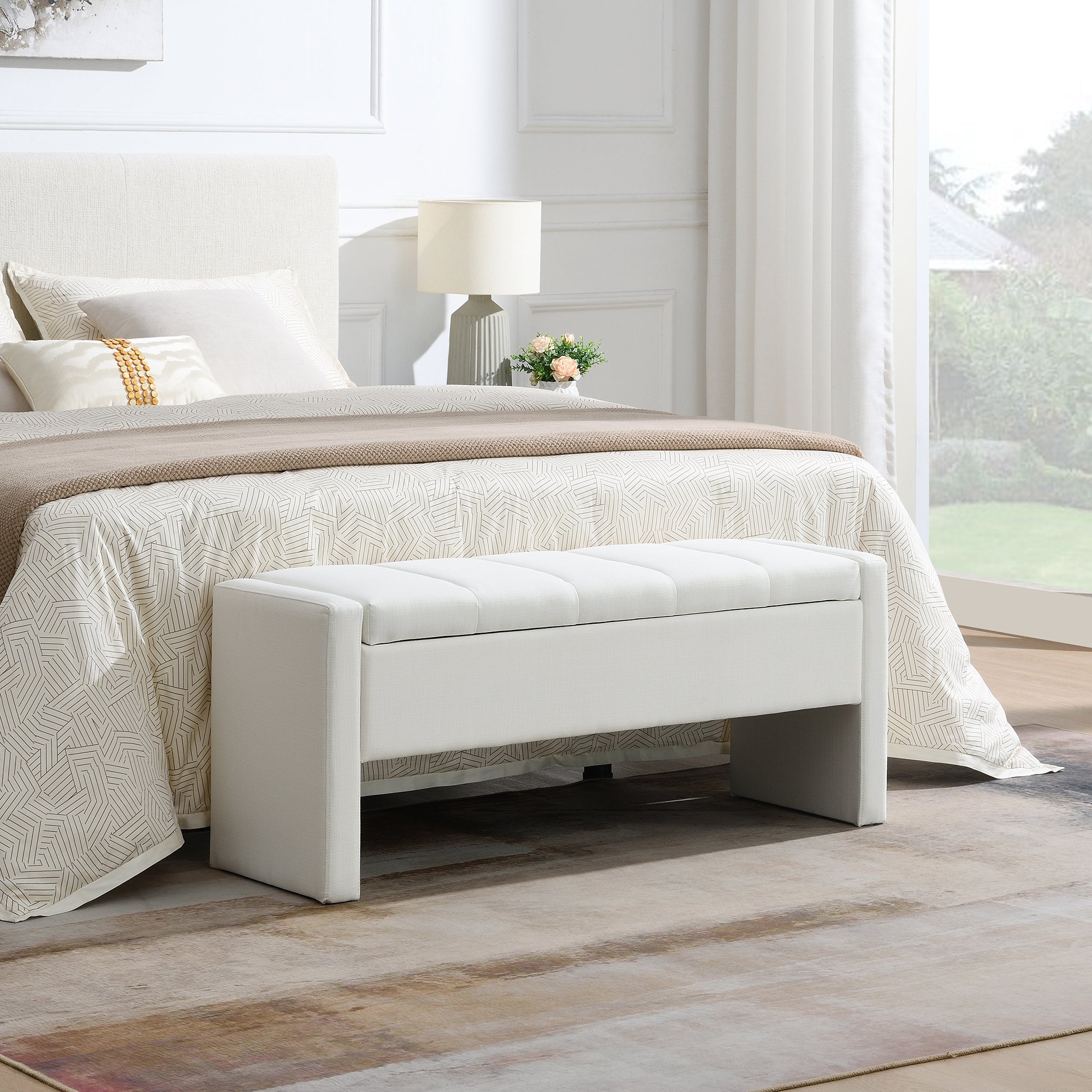Modern Bed End Bench with Storage