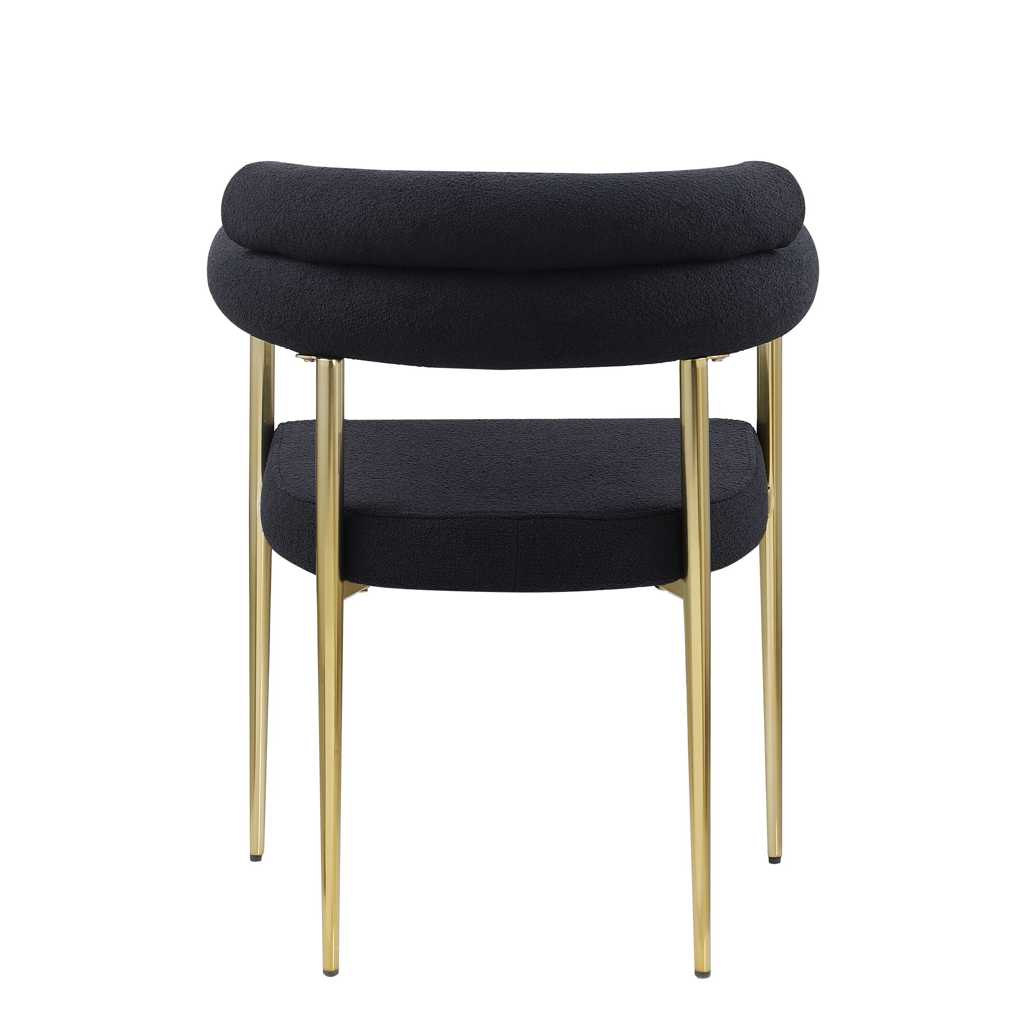 Dining Chairs (Set of 2), Mid-Century Modern Dining Chairs, Kitchen Dining Room Chairs, Round Boucle Backrest Sherpa Dining Chair With Brushed Metal Legs