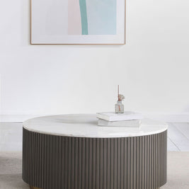Jason Round White Marble Top Coffee Table Charcoal