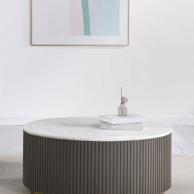 Jason Round White Marble Top Coffee Table Charcoal