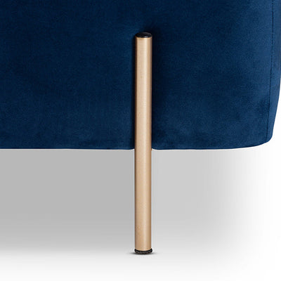 Baxton Studio Rockwell Contemporary Glam and Luxe Navy Blue Velvet Fabric Upholstered and Gold Finished Metal Storage Bench
