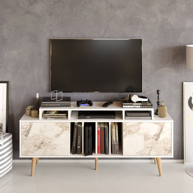 Char 63" TV Stand and Media Console with Cabinets and Shelves for TVs up to 72"