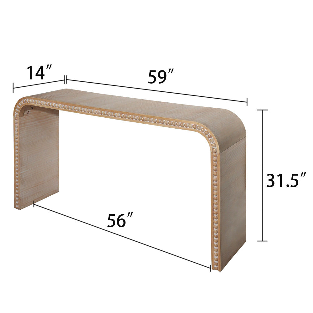 Waterfall Console Table with Wood Bead Trim 59