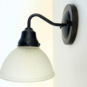Frosted Glass Factory Holophane Wall Sconce Light Fixture