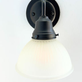 Frosted Glass Factory Holophane Wall Sconce Light Fixture