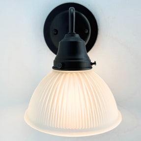 Frosted Glass Factory Holophane Wall Sconce Light Fixture