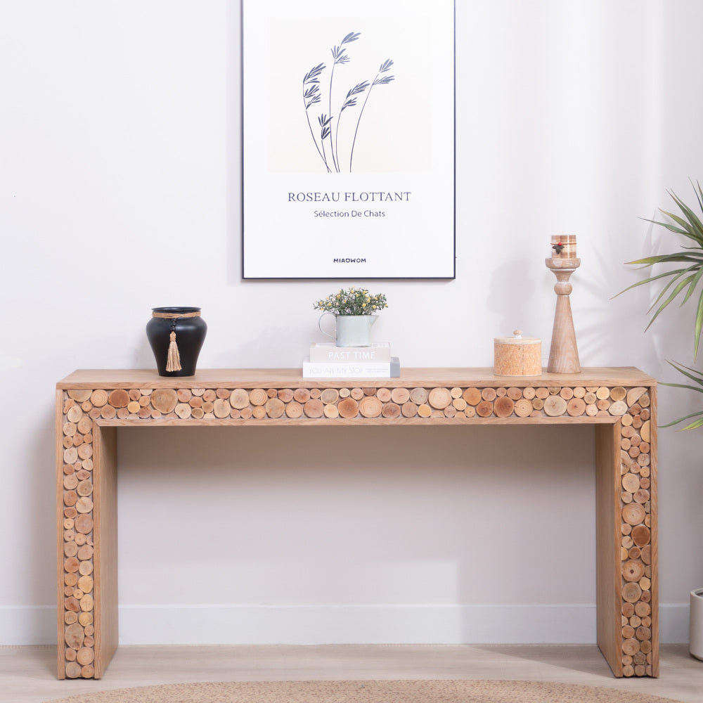 Rustic Console Table with Natural Log Accents | 62
