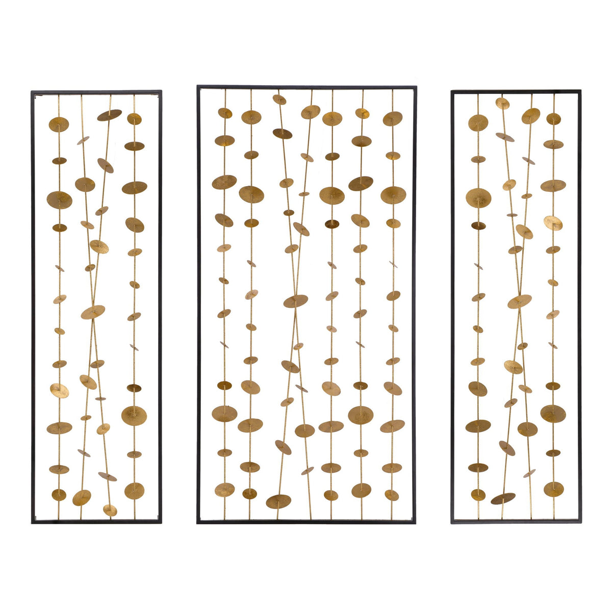 Metal Decorative Wall Art With Frame, Wall Decor For Living Room (Set of 3) - Gold