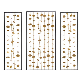Metal Decorative Wall Art With Frame, Wall Decor For Living Room (Set of 3) - Gold