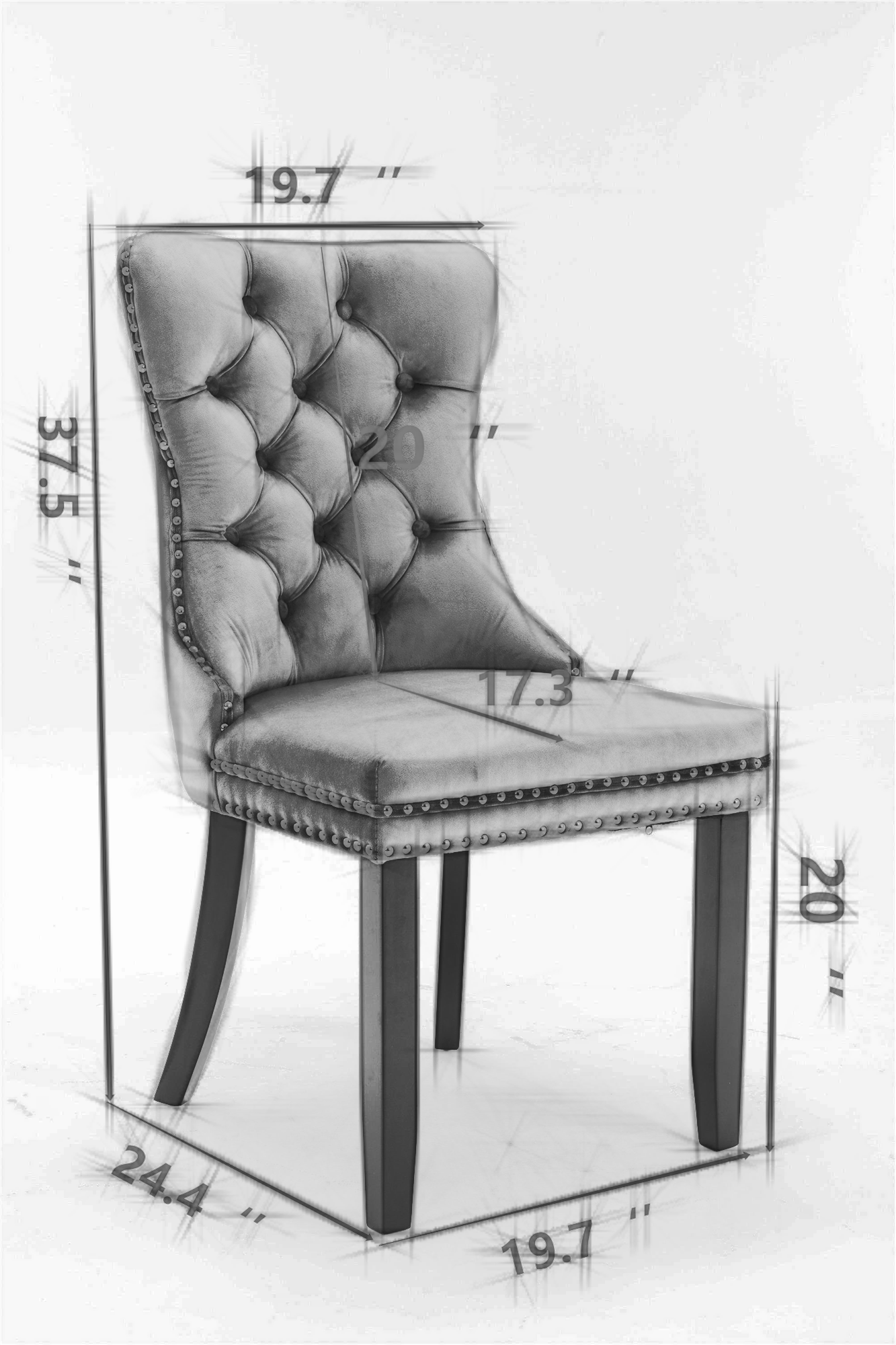 Nikki Collection Modern Velvet Upholstered Dining Chair Set of 2