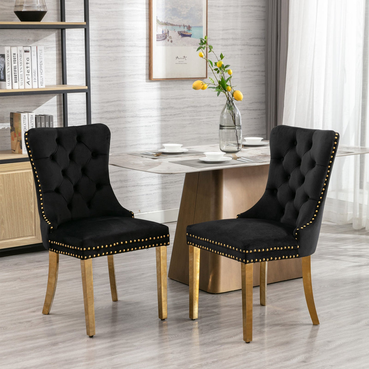 Nikki Collection Modern Velvet Dining Chair Set of 2