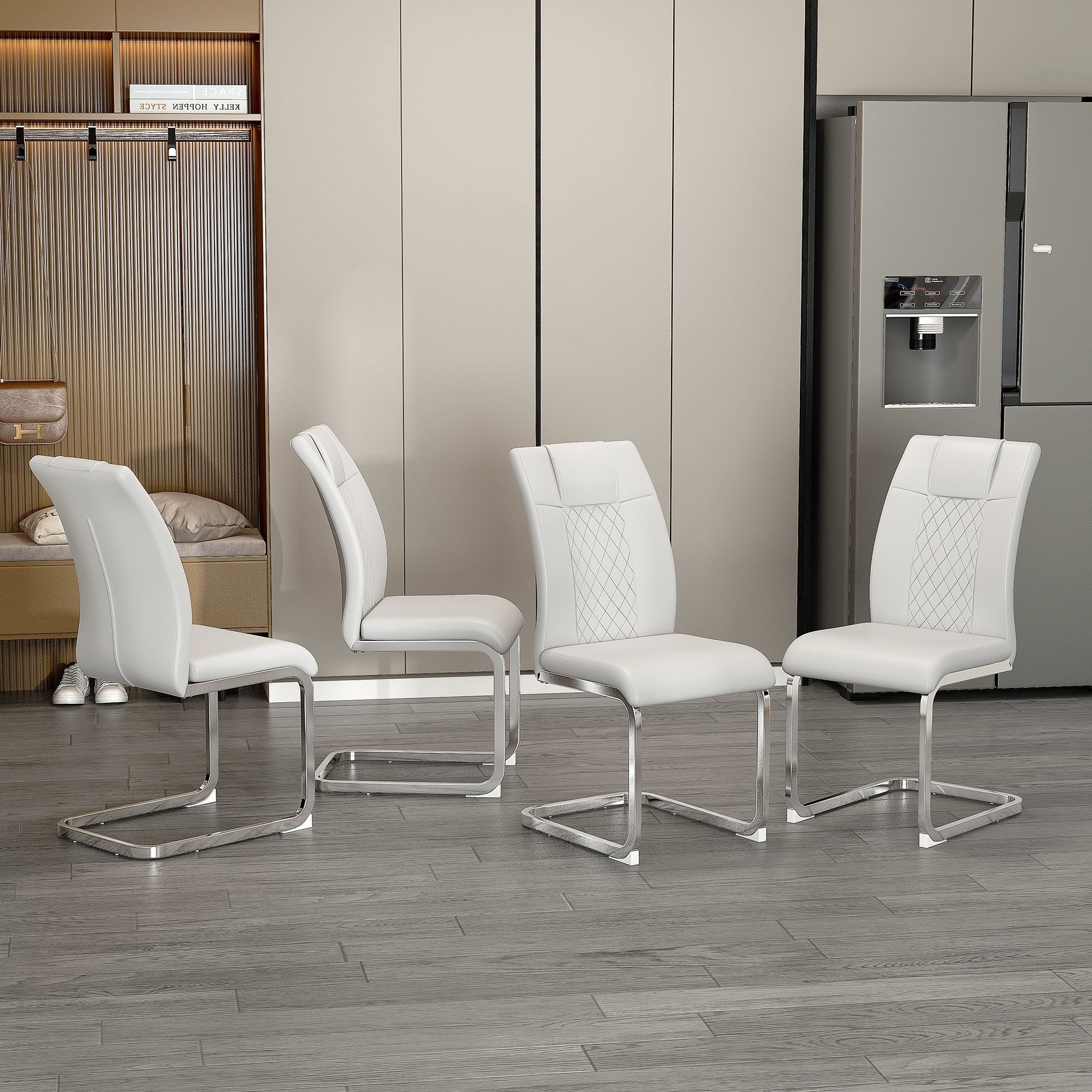 Modern Dining Chairs with Faux Leather Padded Seat