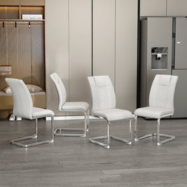 Modern Dining Chairs with Faux Leather Padded Seat