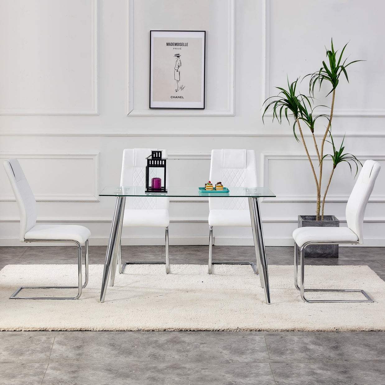 Modern Dining Chairs with Faux Leather Padded Seat