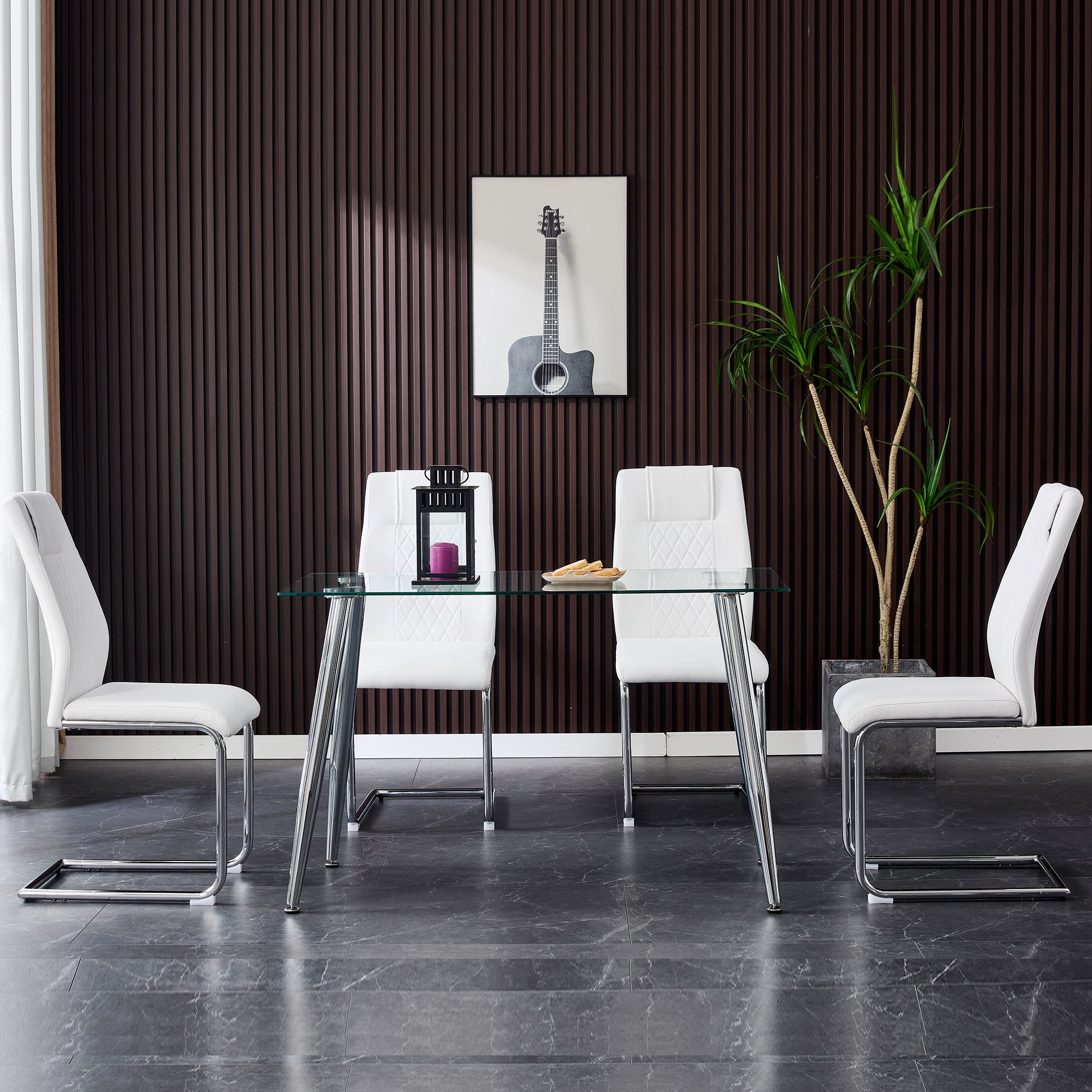 Modern Dining Chairs with Faux Leather Padded Seat