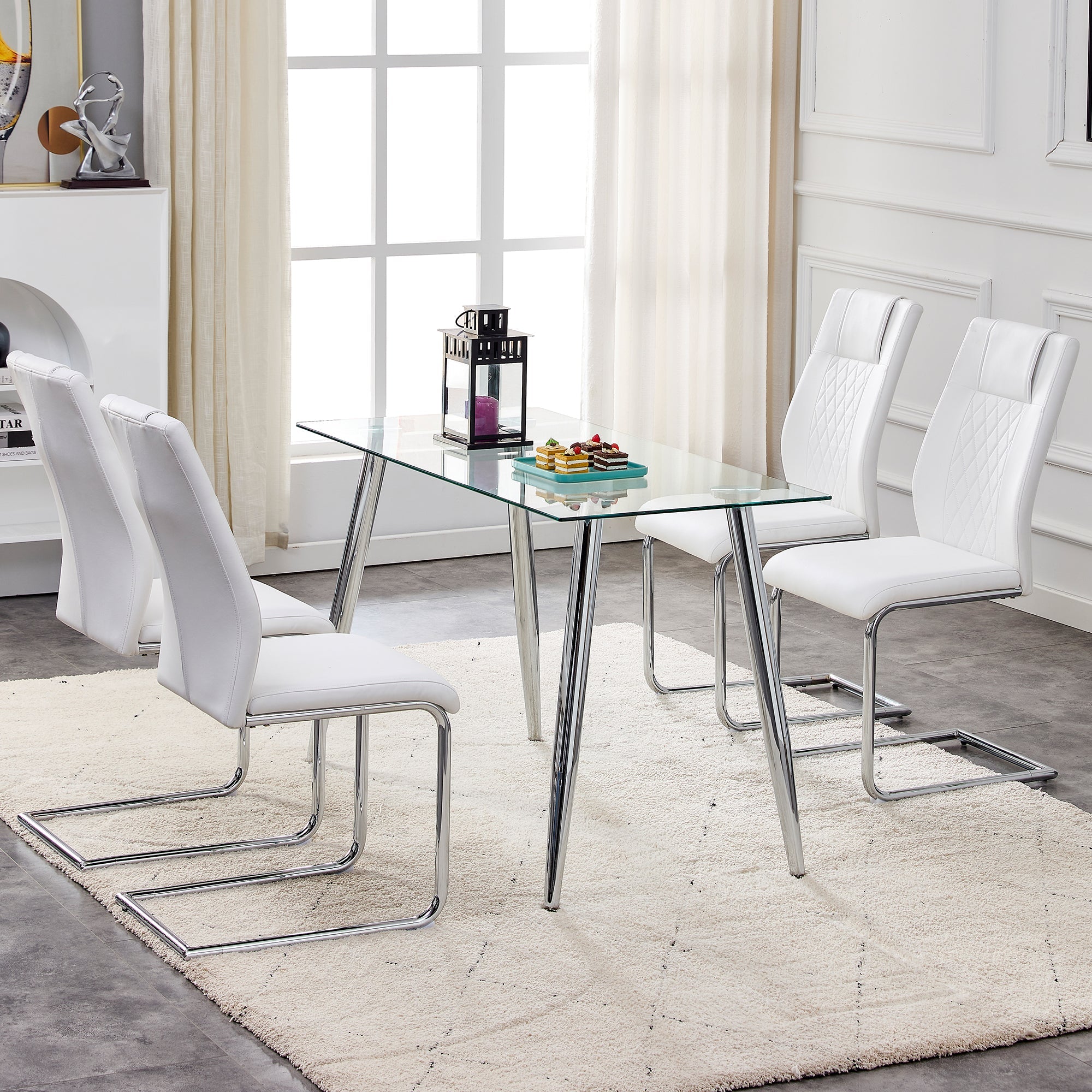 Modern Dining Chairs with Faux Leather Padded Seat