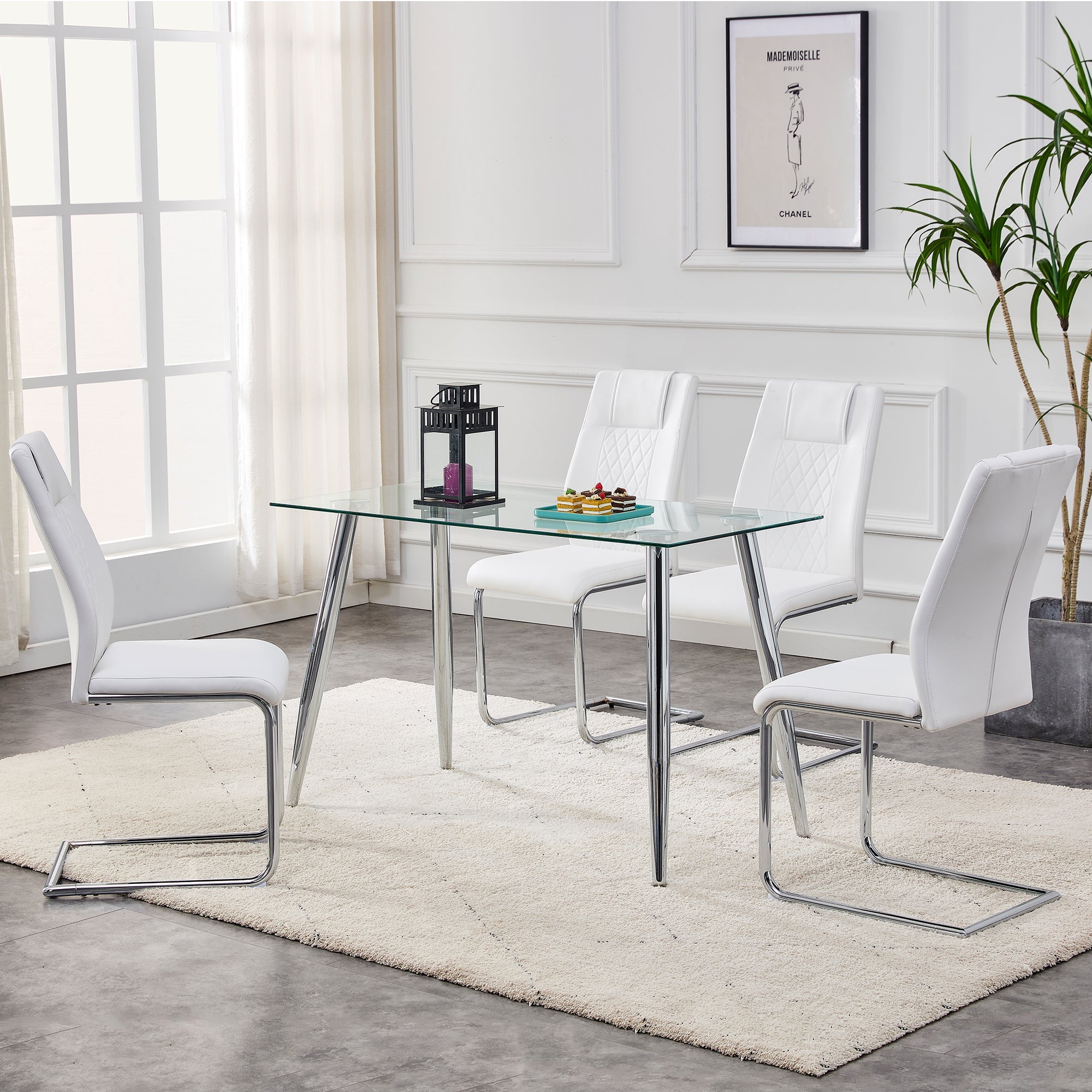 Modern Dining Chairs with Faux Leather Padded Seat