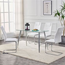 Modern Dining Chairs with Faux Leather Padded Seat
