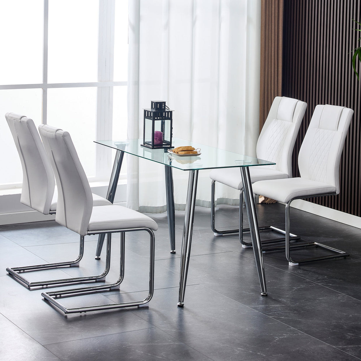 Modern Dining Chairs with Faux Leather Padded Seat