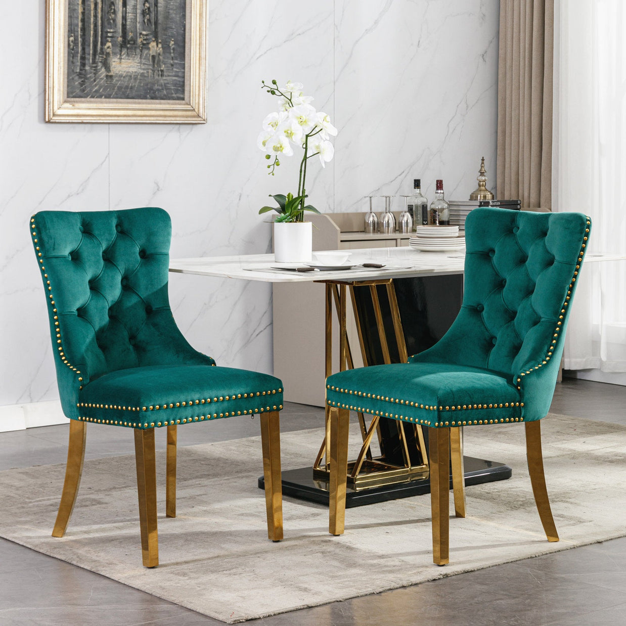Nikki Collection Modern Velvet Dining Chair Set of 2