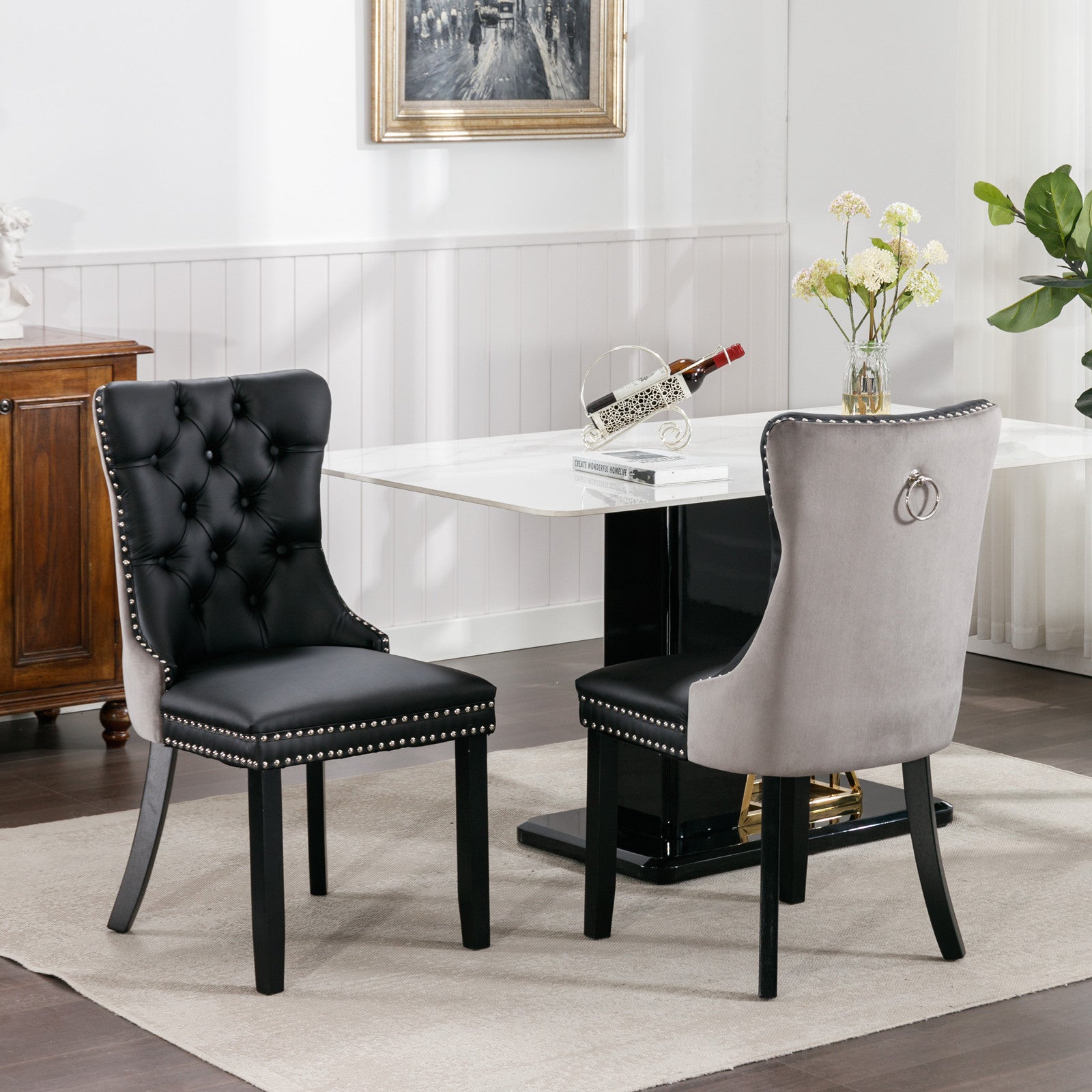 Nikki Collection Modern Tufted Dining Chair Set