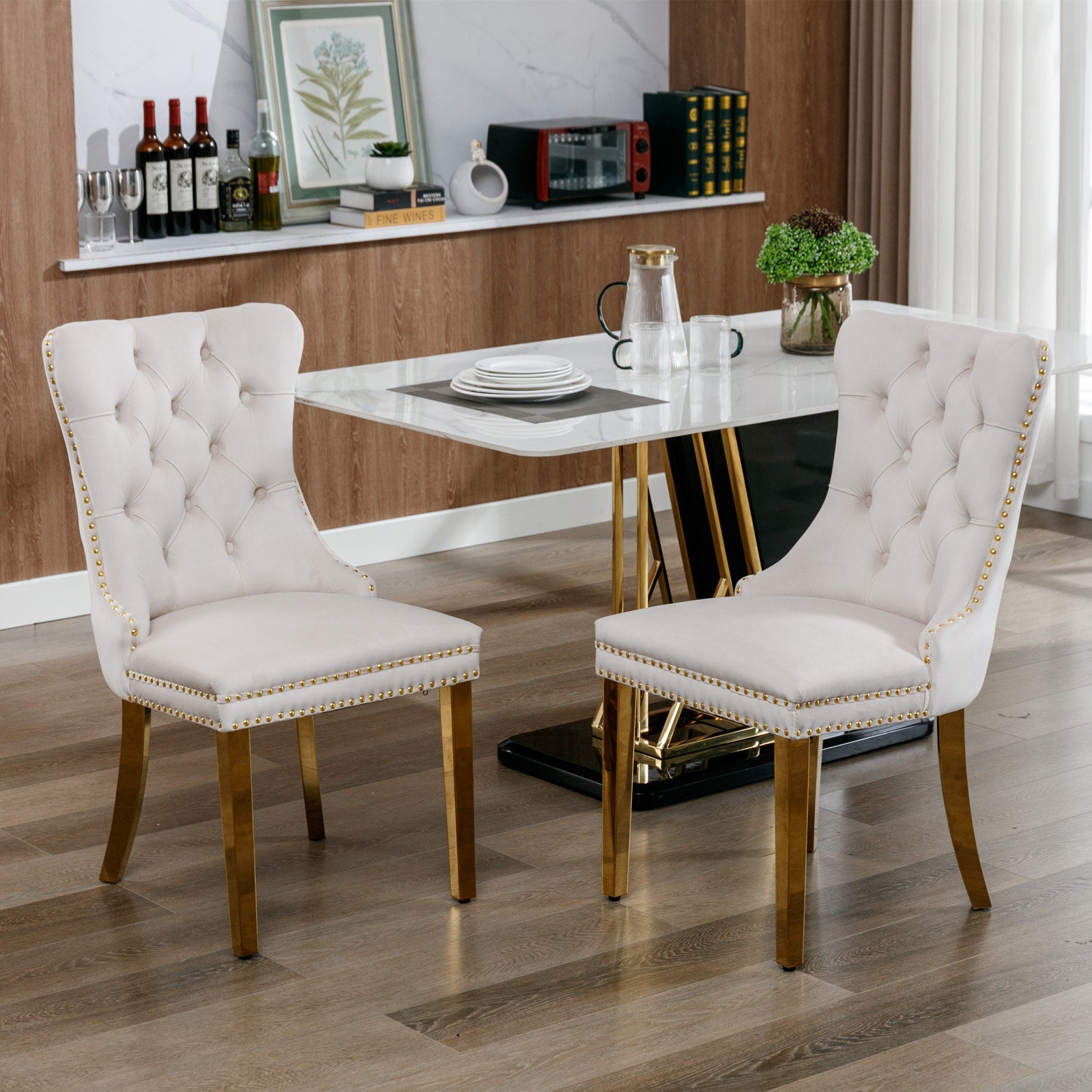 Nikki Collection Modern Velvet Upholstered Dining Chair Set of 2