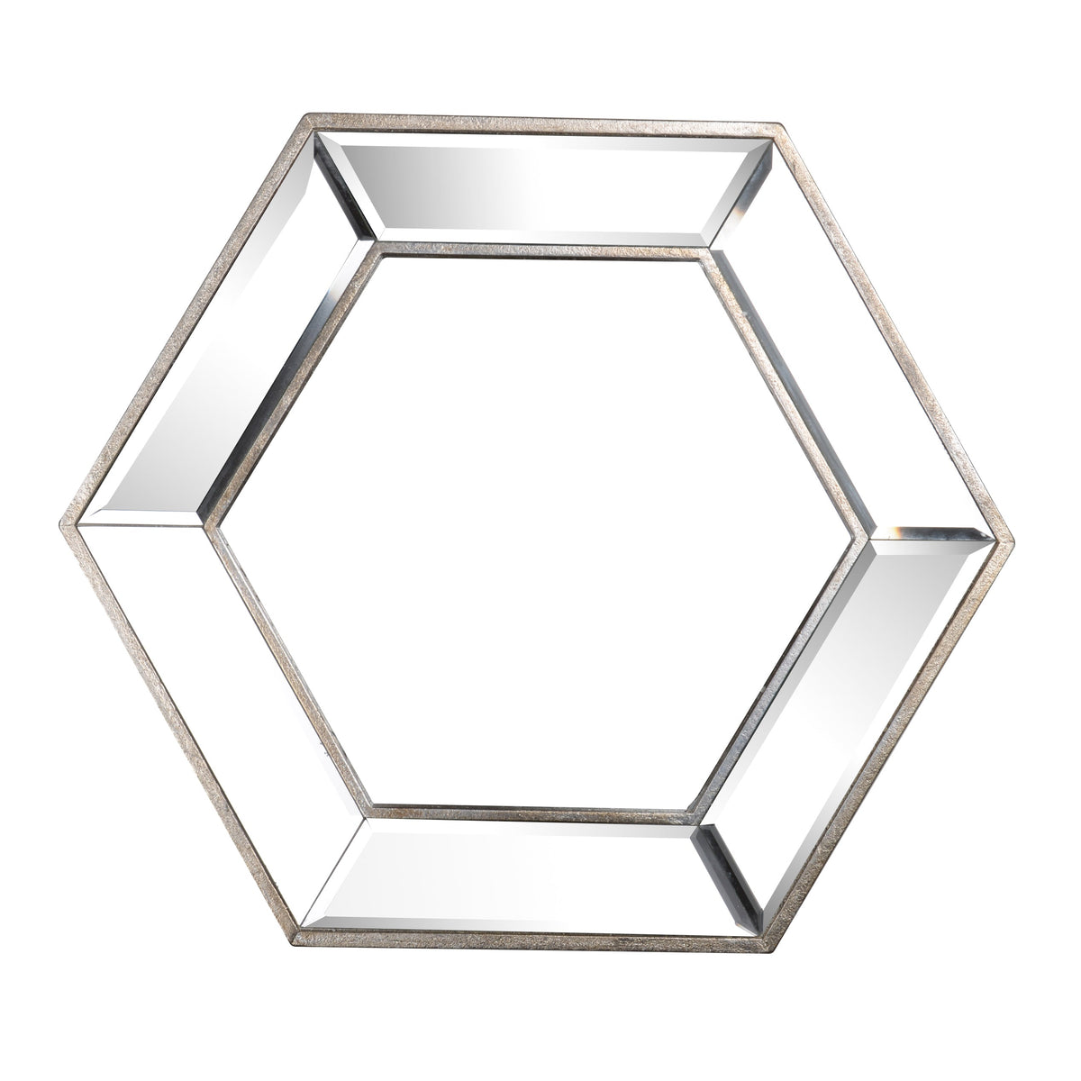 20" x 18" Hexagon Wall Mirror with Contemporary Glass Design