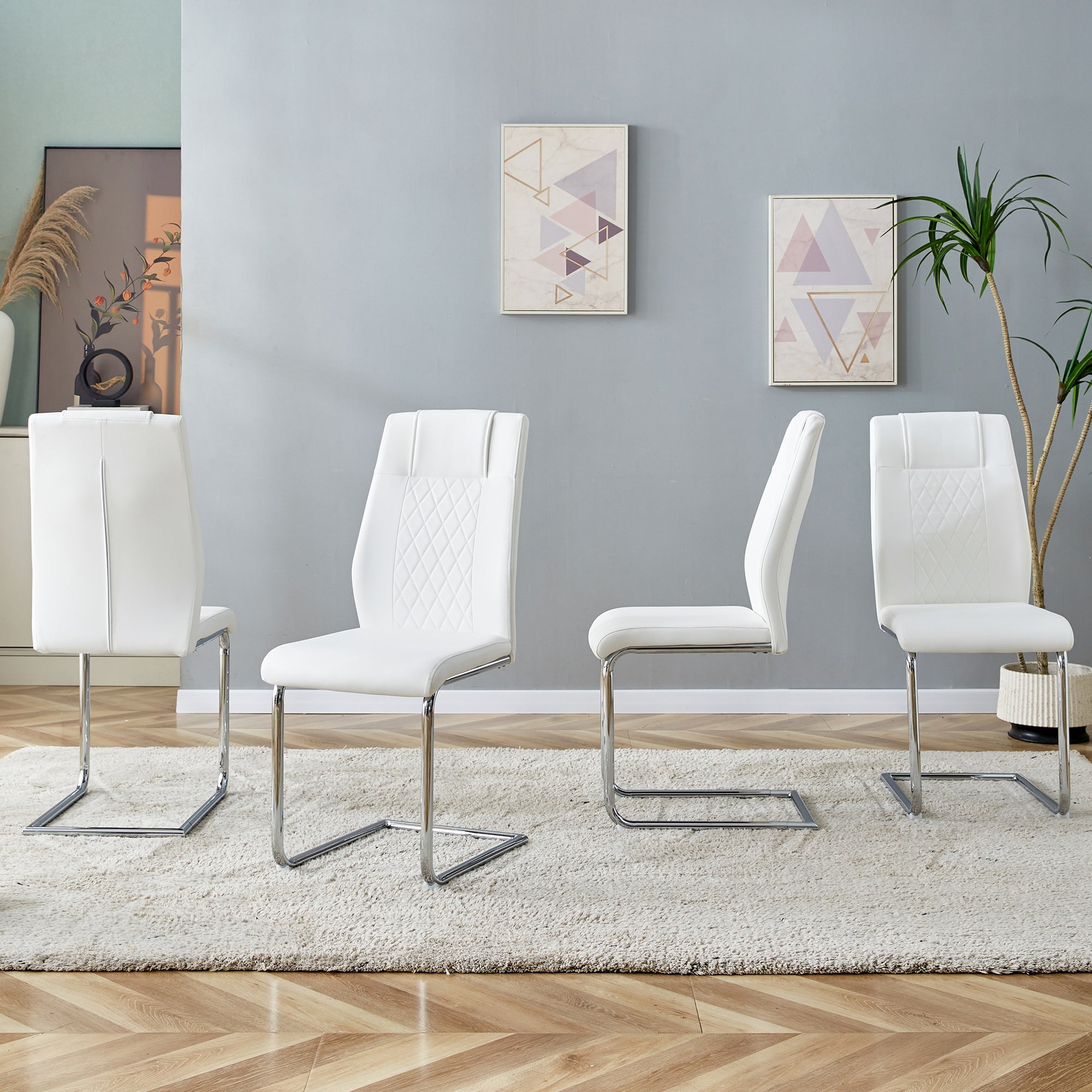 Modern Dining Chairs with Faux Leather Padded Seat