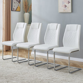 Modern Dining Chairs with Faux Leather Padded Seat