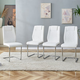 Modern Dining Chairs with Faux Leather Padded Seat