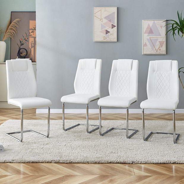 Modern Dining Chairs with Faux Leather Padded Seat