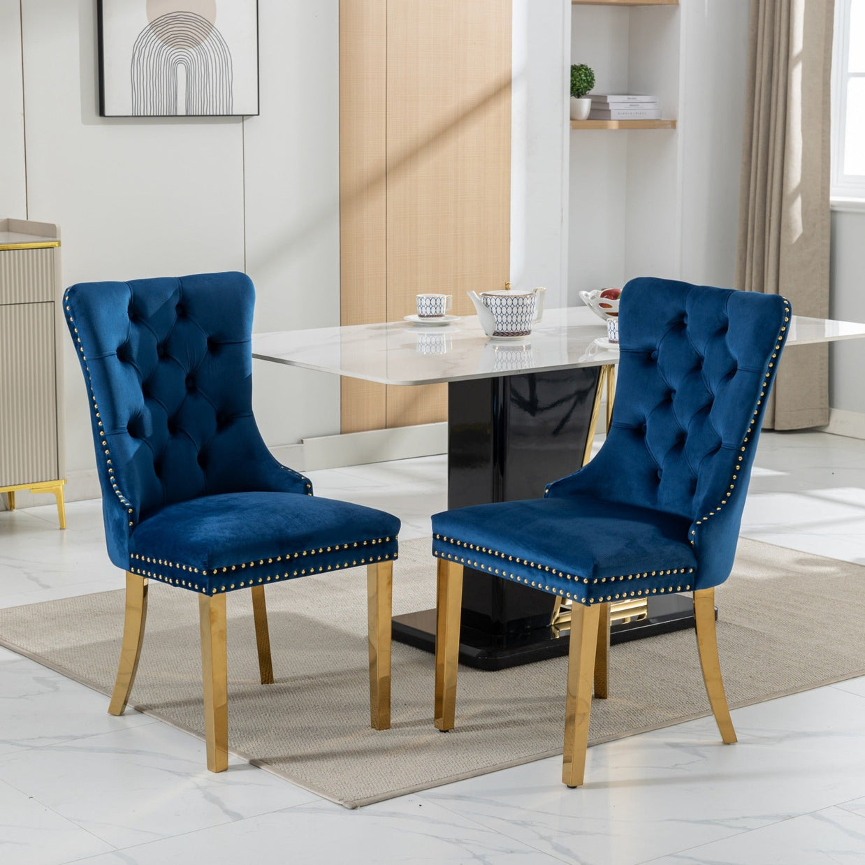 Nikki Collection Modern Velvet Upholstered Dining Chair Set of 2