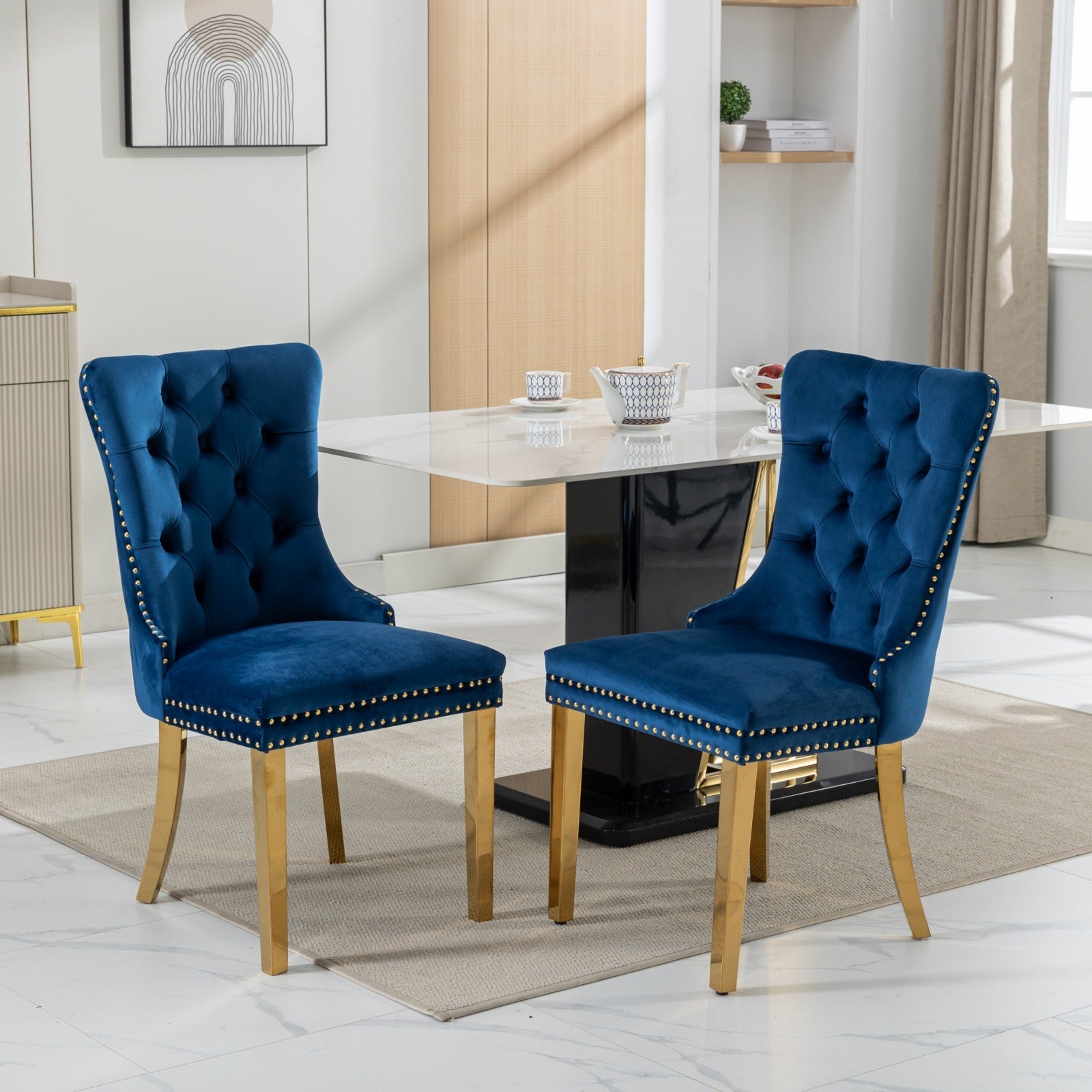 Nikki Collection Modern Velvet Upholstered Dining Chair Set of 2