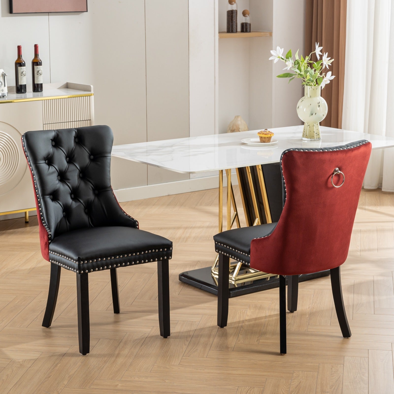 Nikki Collection Modern Tufted Dining Chair Set - 2-Pcs