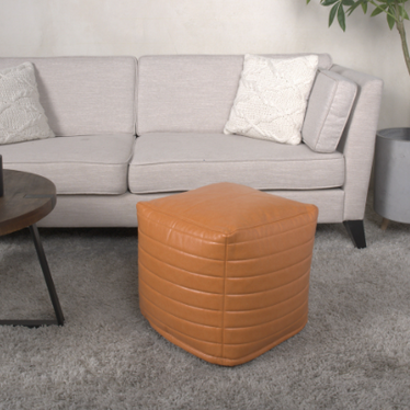 Candy Contemporary Faux Leather Square Pouf