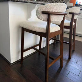 ACTU Counter Stools Set of 2, 26” Upholstered Bar Stools, Solid Wood, Mid-Century Modern