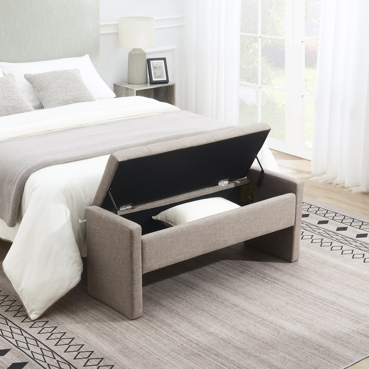 Modern Bed End Bench with Storage