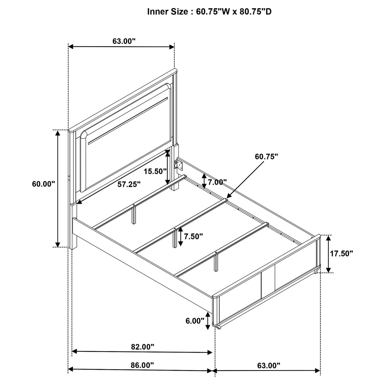 Leanne Queen LED Panel Bed Off White and Light Oak