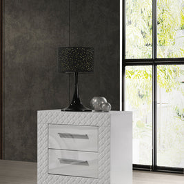 Ives 2-drawer Nightstand Bedside Table White High Gloss