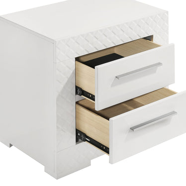 Ives 2-drawer Nightstand Bedside Table White High Gloss