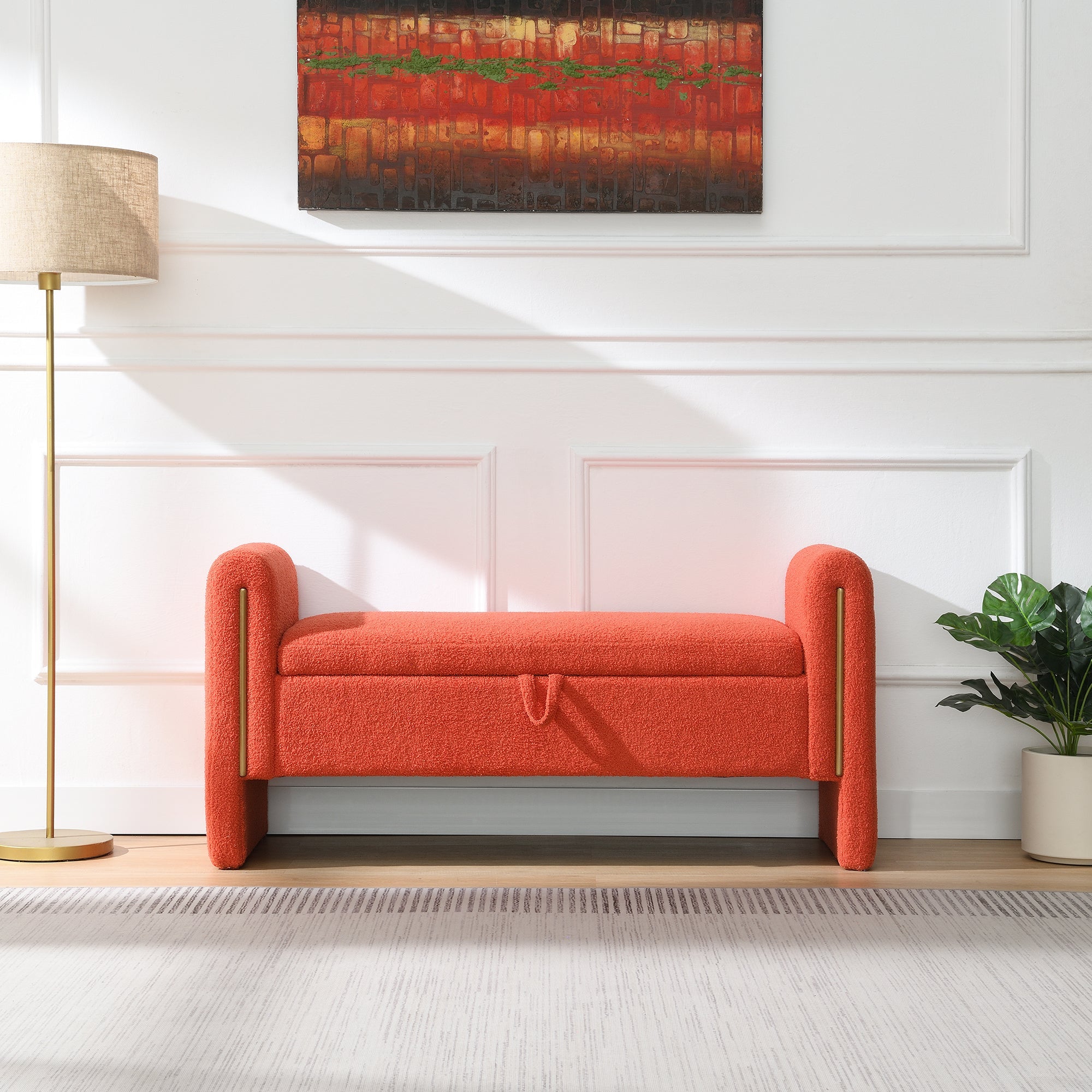 Modern Teddy Bed End Bench with Arms and Storage