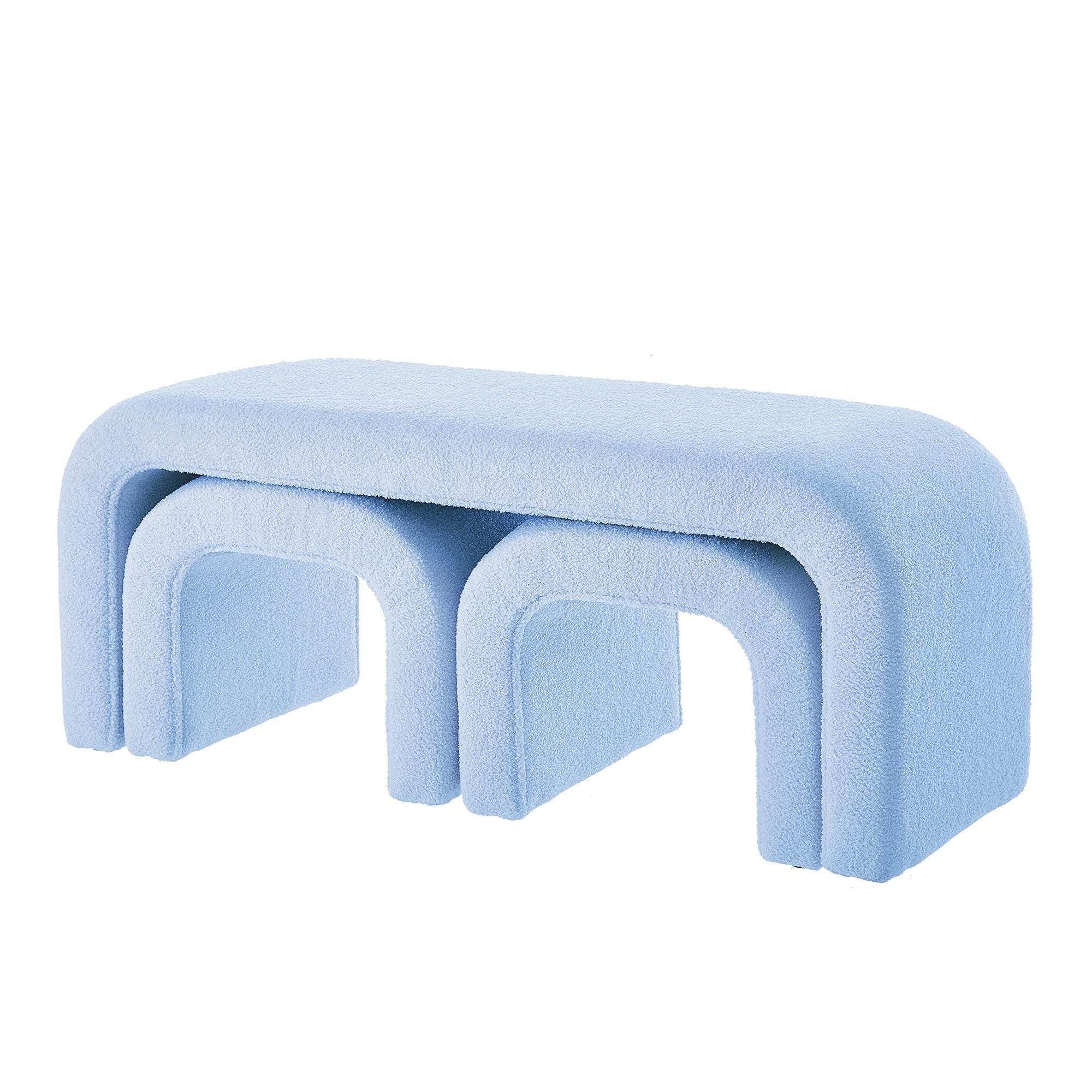 Set of 3 U-Shaped Modern Bench Teddy Ottoman Bench for Entryway, Bedroom End