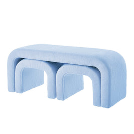 Set of 3 U-Shaped Modern Bench Teddy Ottoman Bench for Entryway, Bedroom End