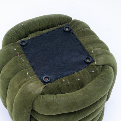 Chenille Knot Design Ottoman Makeup Stool Footstool, Green