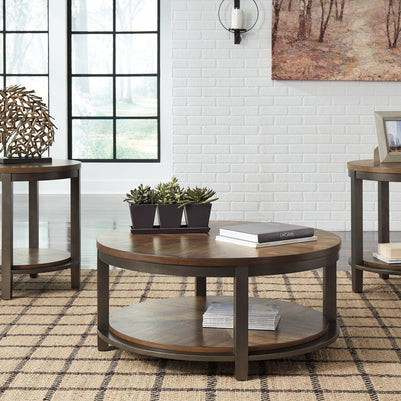 Roybeck - Occasional Table Set (Set of 3) - Light Brown / Bronze