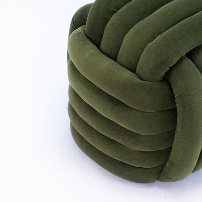 Chenille Knot Design Ottoman Makeup Stool Footstool, Green