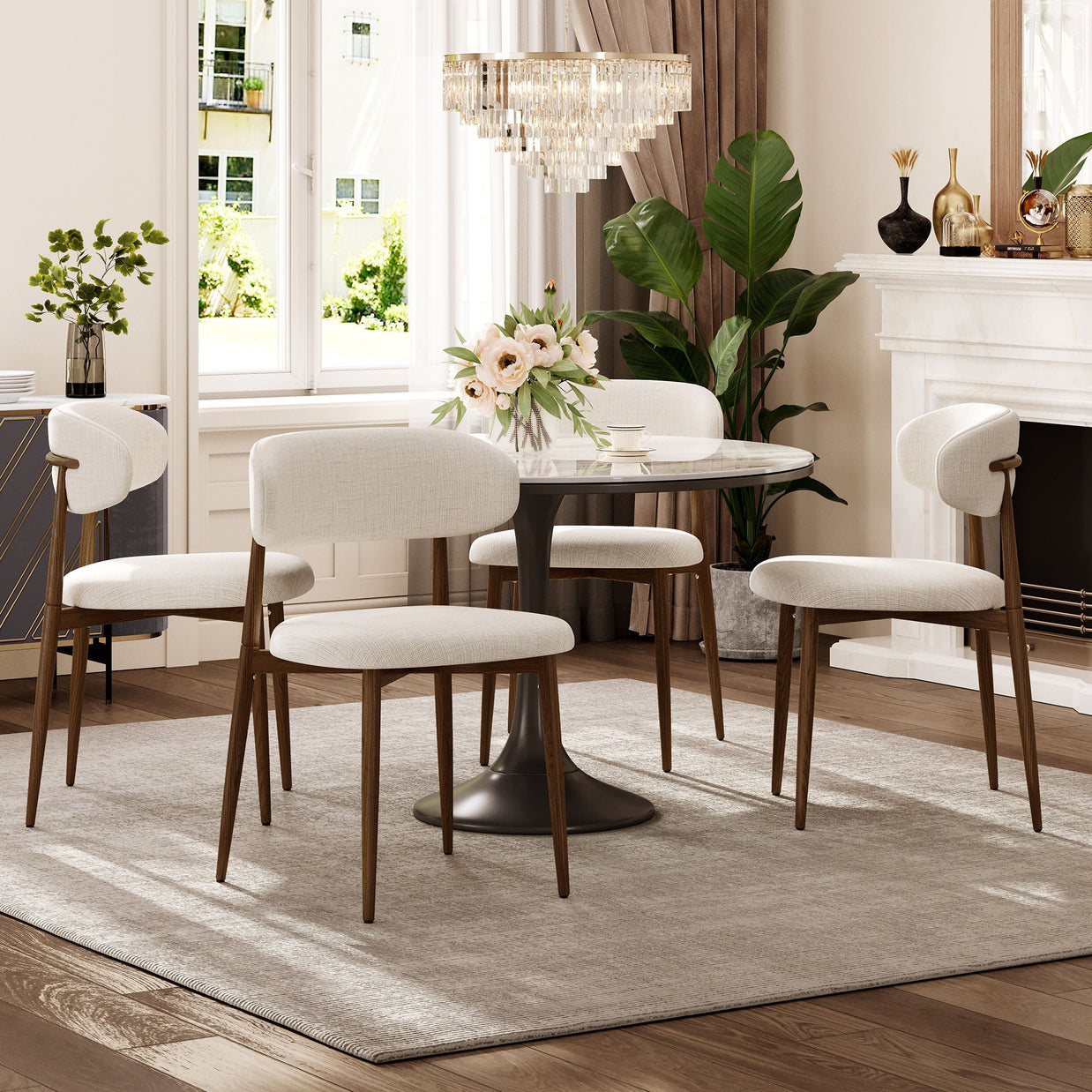 Upholstered Dining Chairs For Dining Room (Set of 2) - Beige