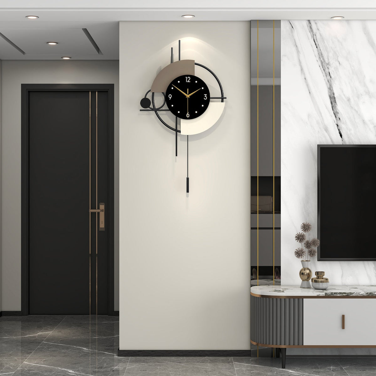 Modern Metal Wall Clock Geometric Decorative Pendulum Home Decor