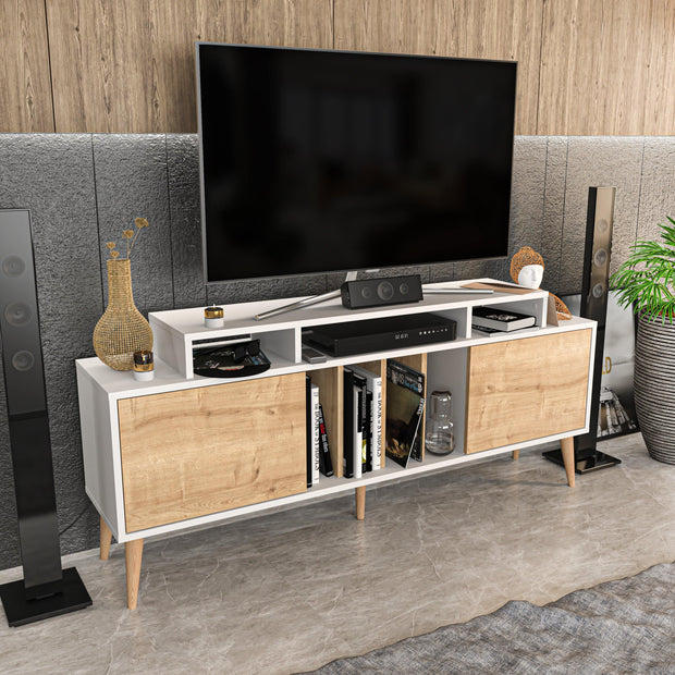 Char 63" TV Stand and Media Console with Cabinets and Shelves for TVs up to 72"